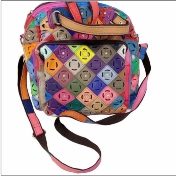 Leather Diamond quilt pattern boho bag NEW - Picture 1 of 9